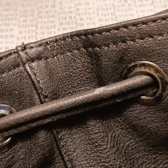 Moda Luxe black faux leather studded with tassel shoulder sling hobo bag purse - Picture 11 of 13